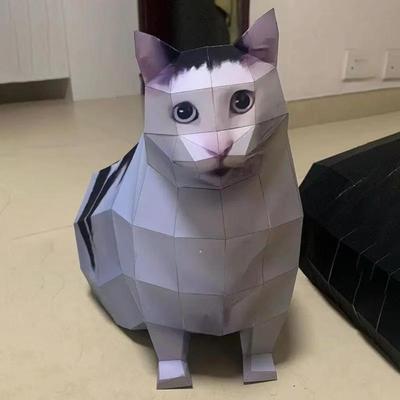 Gift Maxwell Cat Kitten Stereo Origami Large DIY Paper Cat Model Wondering Kitten Handmade Huh Cat Paper Model Home Decor