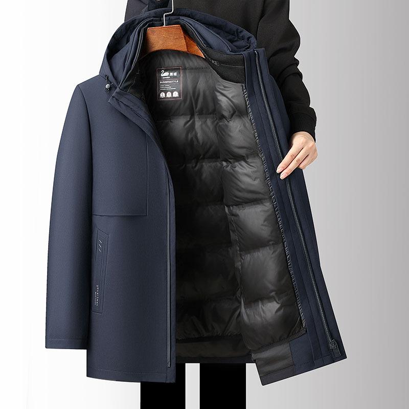 Men's New Style Winter Goose Down Jacket with Detachable Liner – Thick, Warm, and Business Casual.