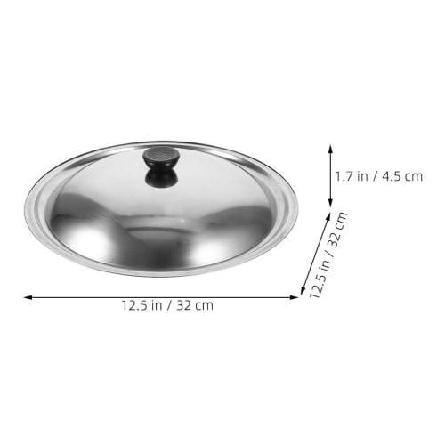 HOLIDYOYO All-Purpose Pot/Frying Pan Lid, 32cm Wok Lid, Stainless Steel/Iron Pot Lid, Skillet Lid/Frying Pan Replacement, Cooking Knob Included, Cookw