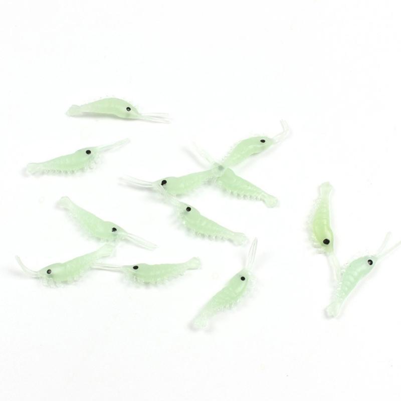 Fishing Tackle Glowing Simulation Prawns Saltwater Hook Soft Shrimp Lures for Night Fishing