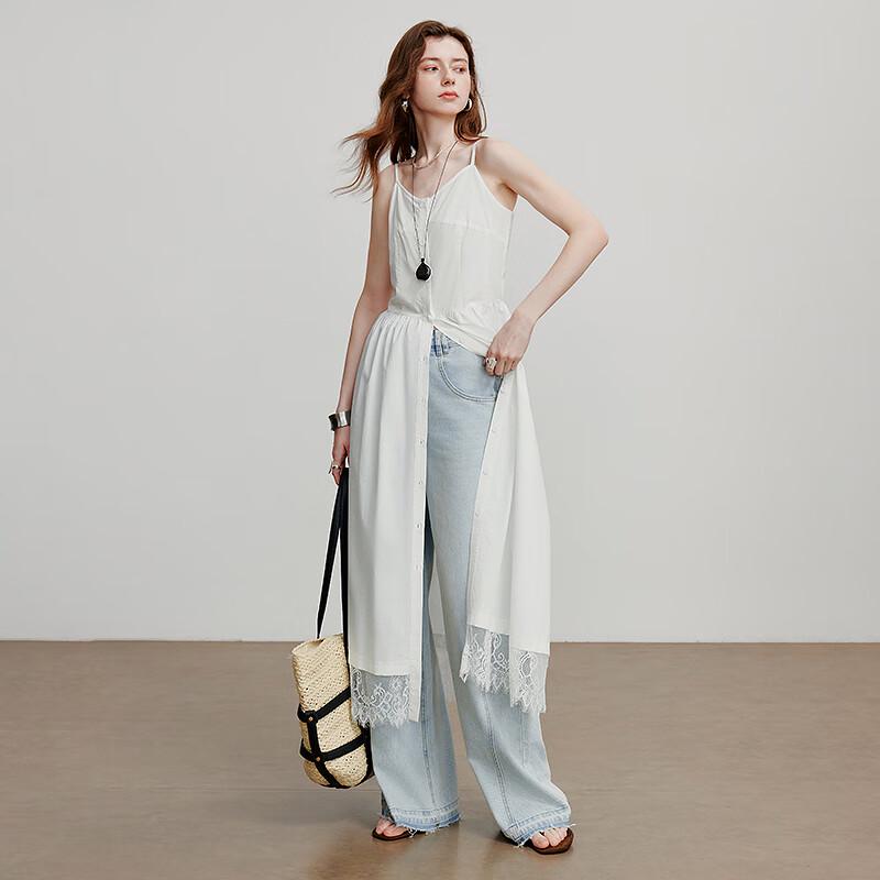 Chuyu 2025 V-Neck Cool-Touch Lyocell Lace Trim Slip Dress