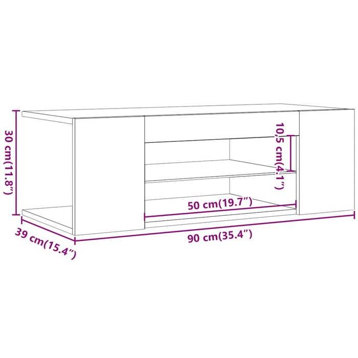 VidaXL Meuble TV avec lumières LED chêne artisanal bois d'ingénierie, support TV, meuble multimédia, console TV, meuble 856326