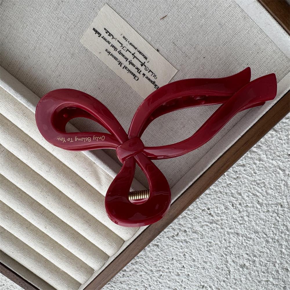 New Year Red Collection: Large Gold Logo Hair Claw—Back of Head Shark Clip Accessory