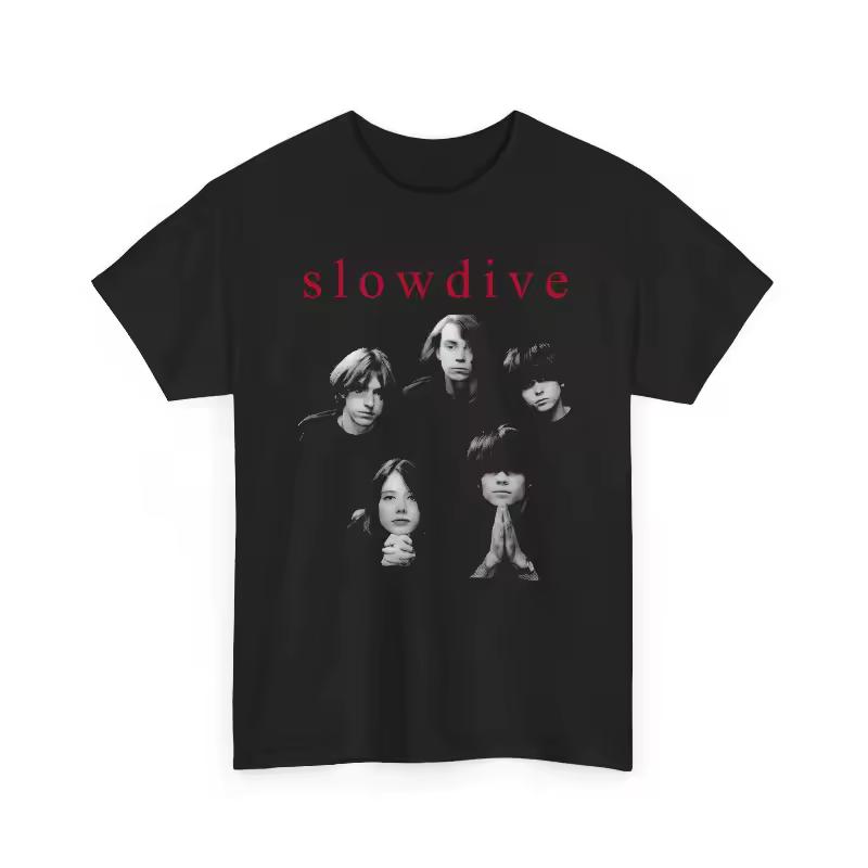 Slowdive T-Shirt, 90s Shoegaze Band Photo Graphic Summer Men's and Women's Loose and Breathable T-shirt Top