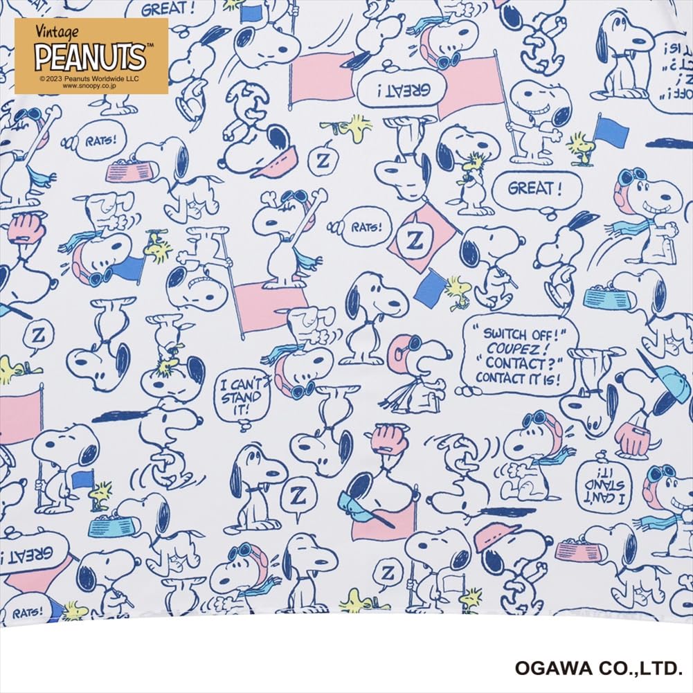 Ogawa Folding Umbrella, Manual Open, 55cm, 6 Ribs, Peanuts Vintage Snoopy Design, Water-Repellent, 90600