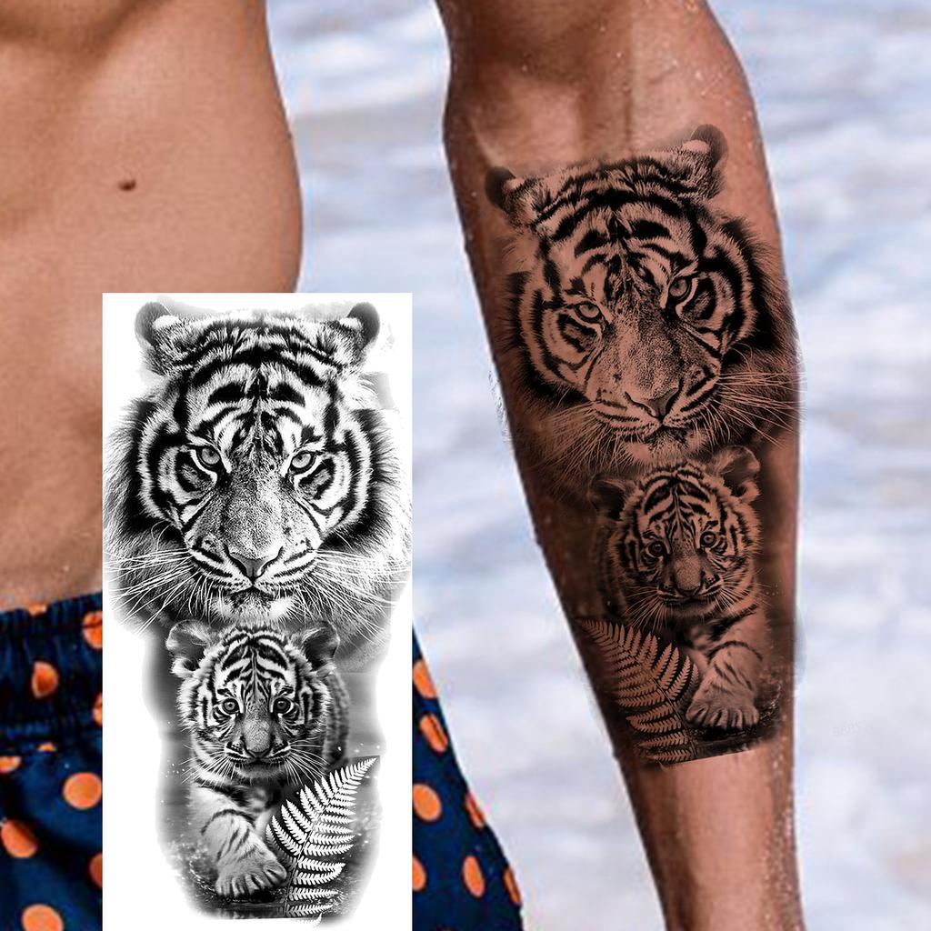1 Sheet Creative Lion Tiger Family Temporary Tattoos Realistic Eagle Owl Animals Tatoos Waterproof Fake Tattoo Sticker Last Long