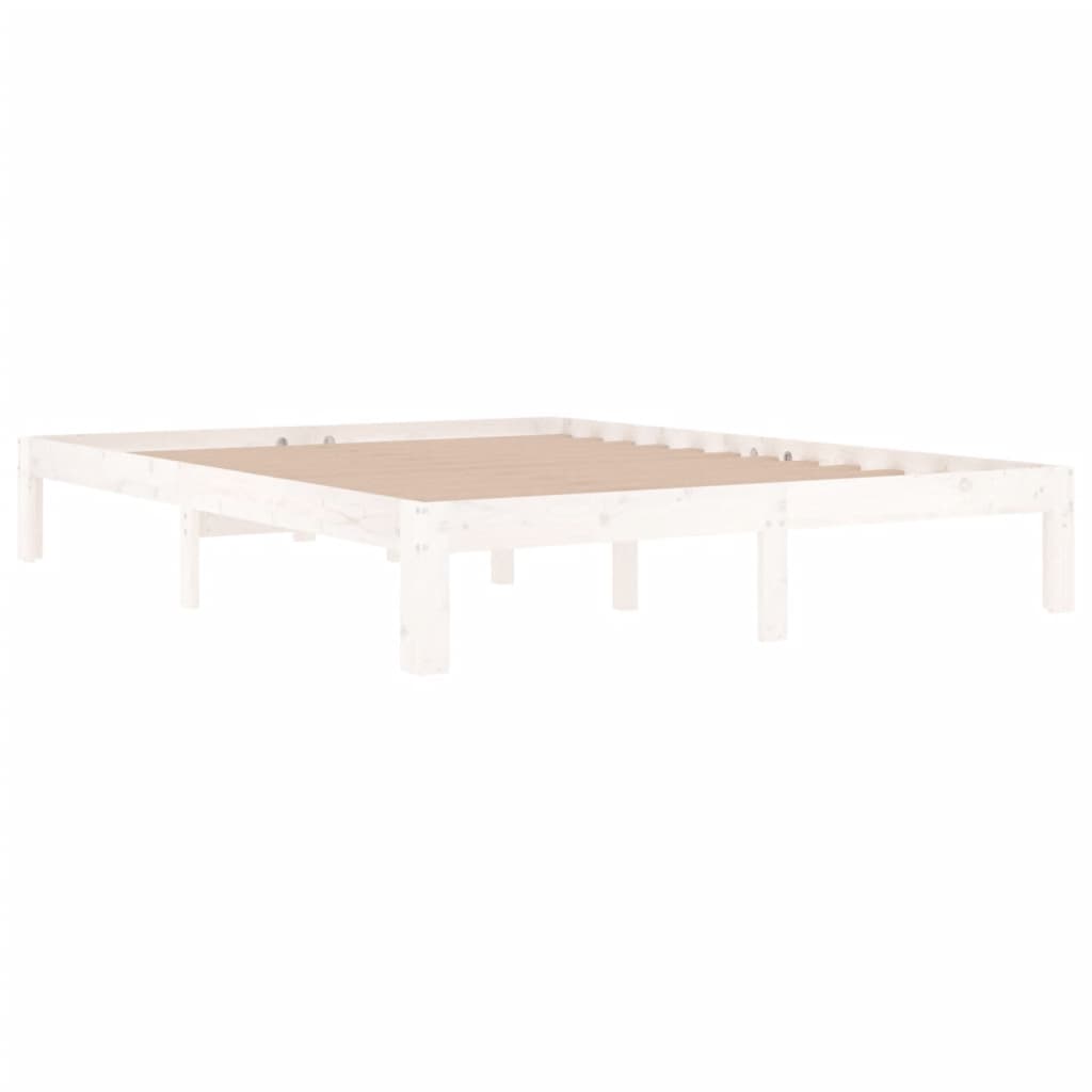 Solid Wood Bed White 150x200 Cm