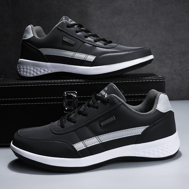 Men's Casual Pu Leather Shoes Outdoor Spring/Autumn Comfortable Flat Walking Sneakers