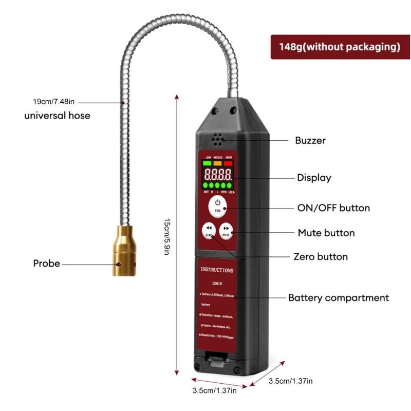 Gas Detectors with Flexible Hose And Fast Leak Alerts Handheld Methane Detectors Easy to Use For Indoor/Outdoor Use