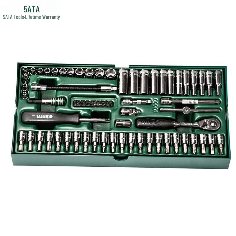 SATA 66-Piece 6.3mm Socket & Ratchet Wrench Set CN plug (adapter included)
