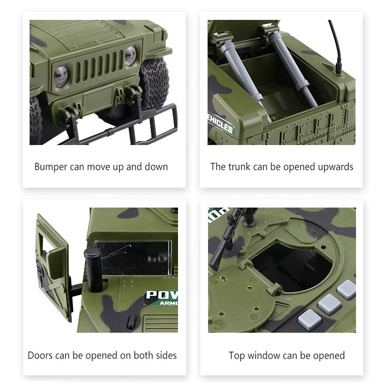Large 1:16 Hummer Field Vehicle Military Model Car Armored Vehicle Tank Missile Boy 6 Years Old 8 Children's Toy Car