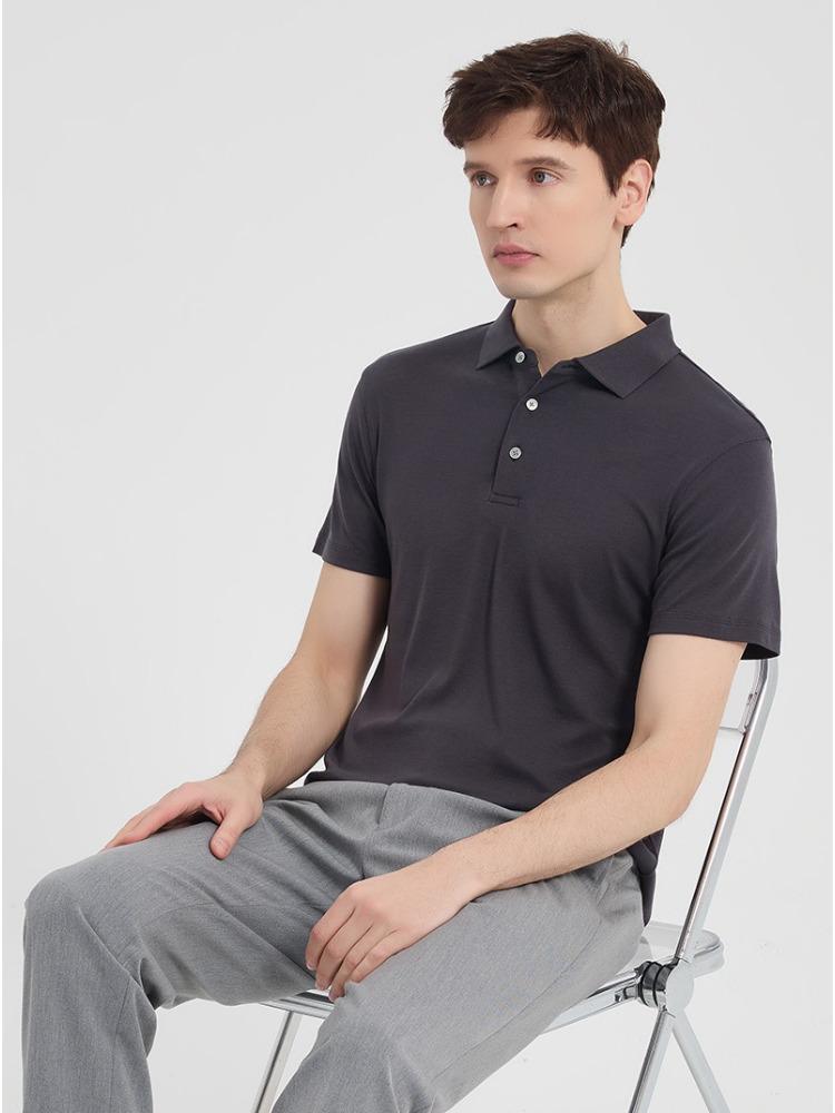 Luxury Thick Men's Short-sleeve T-shirt Casual Lapel Minimalist Lightweight Breathable Summer Casual Business T-shirt Minimalist Breathable Tops