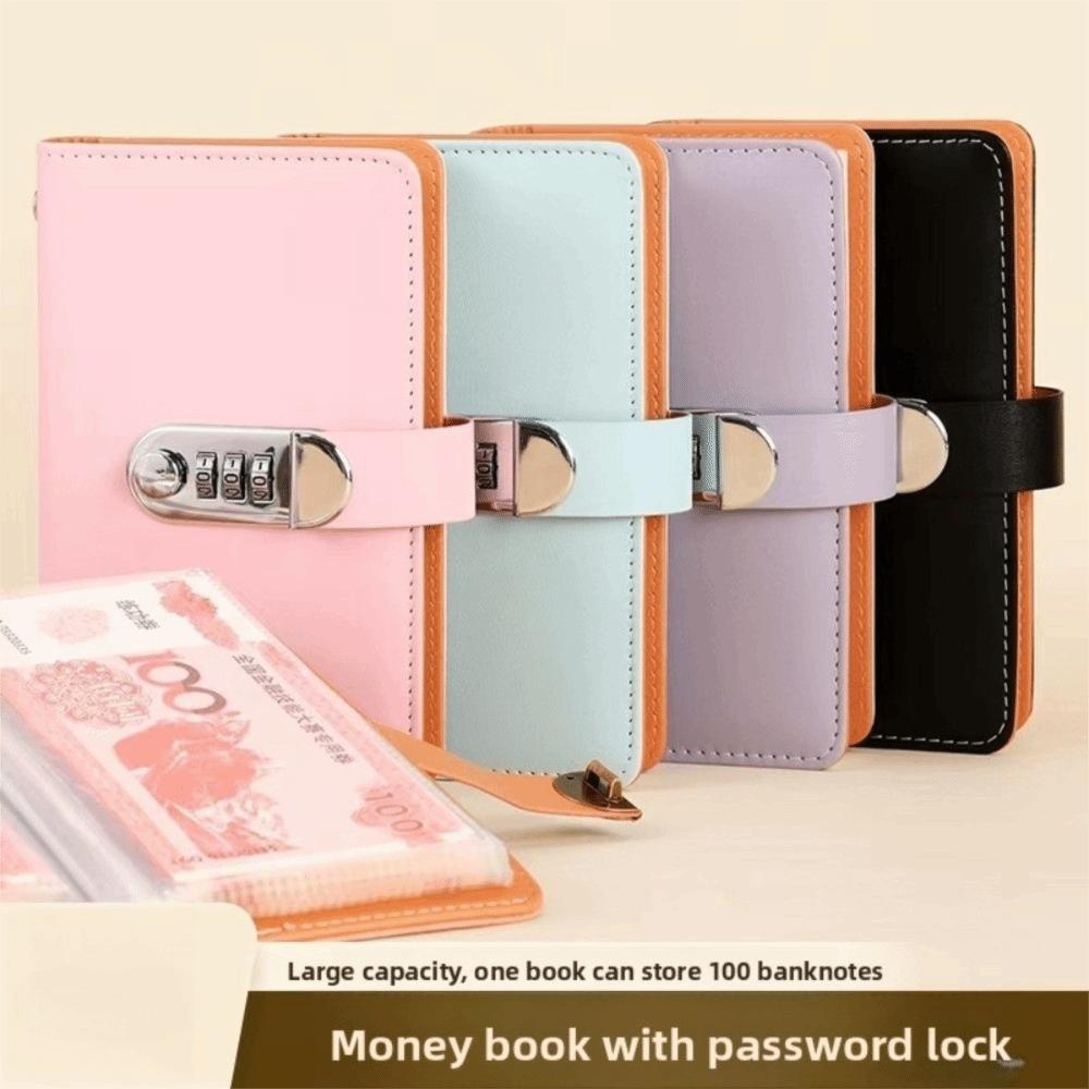 PU Leather Saving Money Binder Portable Account Book Planner Organizer  New Year's Gift
