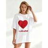 Black Oversized T Shirt With Red Heart And Amore Print For Casual Wear