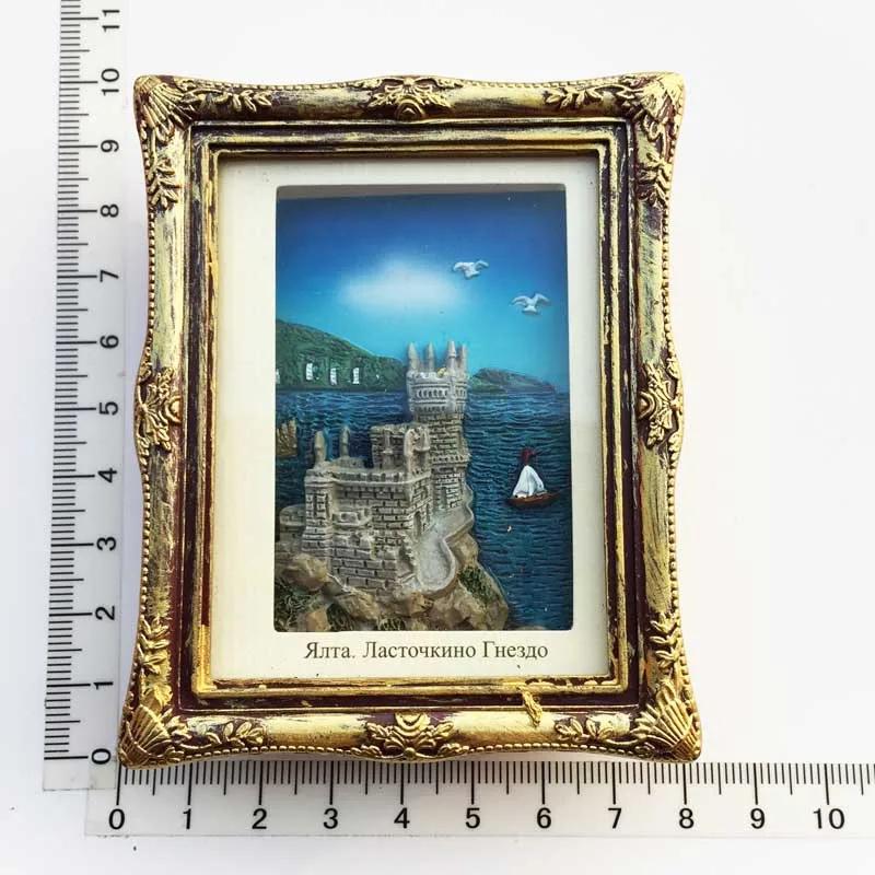 Ukraine Tourist Souvenirs Fridge Magnets Swallow Castle Mini Picture Frame Creative Home Decoration Resin Magnetic Stickers