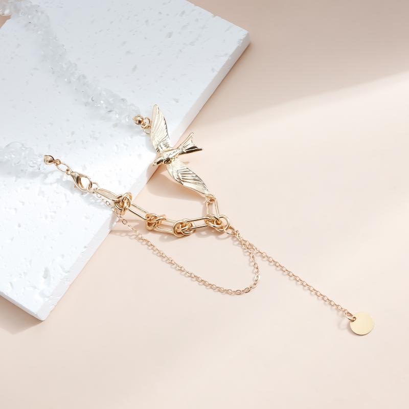 Elegant Irregular Tassel Chain Swallow Pendant Necklace For Women Vintage Creative Chocker Necklace Wedding Jewelry