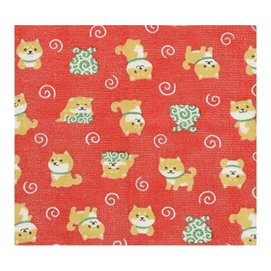 Washin Tenugui Towel, Mameshiba's Errand, Red, Made in Japan, Gentle Gauze Feel, Fluffy Pile, 100% Cotton