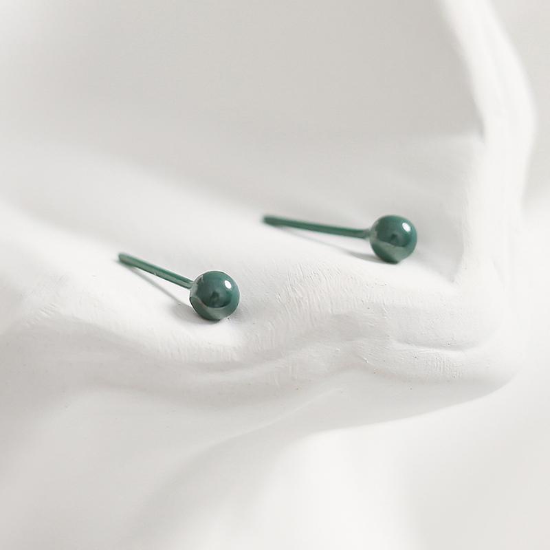 Bioceramic 4MM Bead Mini Stud Earrings For Women Jewelry Allergy Prevention Piercing Ear Hole Accessory