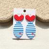 Striped Print Fish Tail Earrings Accessorie Acrylic Party Jewelry Gifts Stud Earrings  for Women