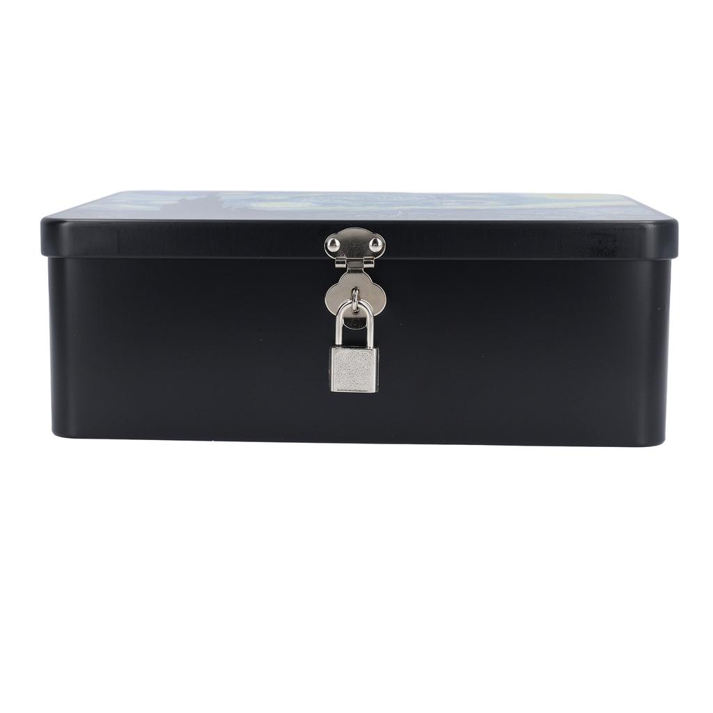 Lockable Storage Box with Lid Multifunctional Organizer Vintage Metal Container for Makeup Jewelry Coin Crafts