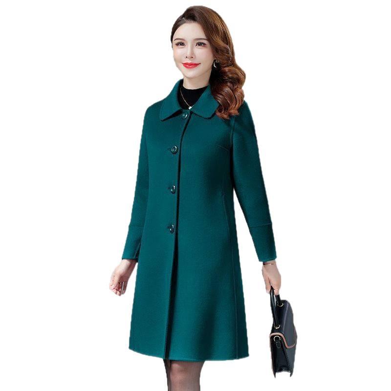 Jujube Red Double-Sided Wool Blend Coat - Women's Mid-Length Slim Fit for Autumn and Winter