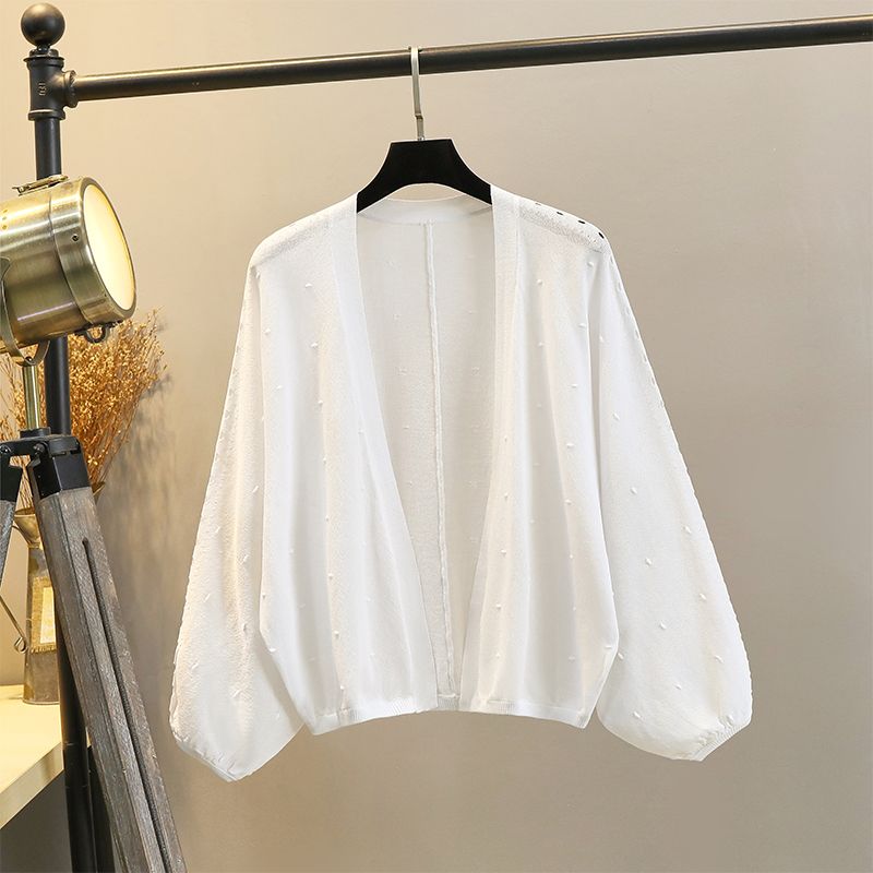 

Ice Silk Knitted Sun-Proof Cardigan Thin Suspender Skirt Waistcoat White M