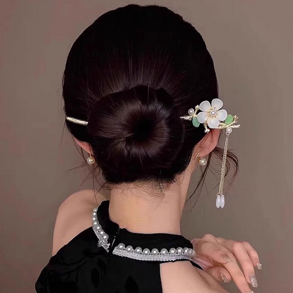 Elegant Chinese Style Tassel Hair Stick Hairpins Traditional Floral Hanfu Hair Sticks Women’s Vintage Bamboo Hair Accessories