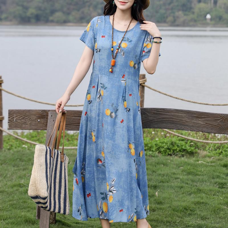 Women's Elegant Dresses Summer Vintage Clothes Casual Short Sleeve Summer Long Dresses