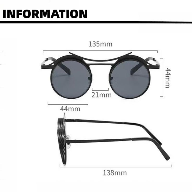 Fashion Steampunk Round Sunglasses for Women Men Vintage Hollow Mesh Surface Outdoor UV400 Protection Beach Shades Sun Glasses