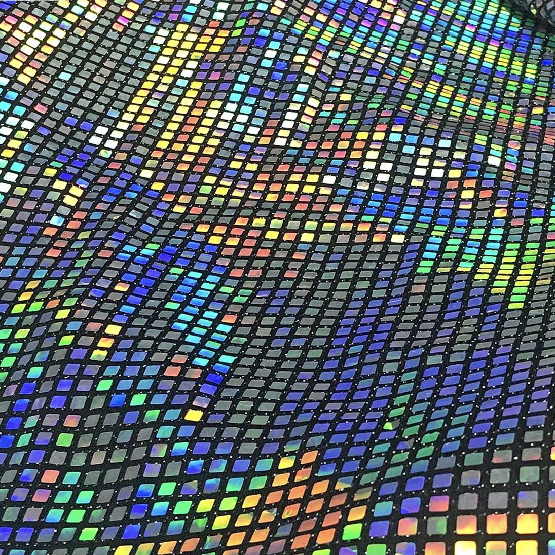 

Colorful Holographic Reflective 4x4mm Square Sequin Elastic Knitted Fabric DIY Sewing Cloth Background Decoration Materials 50cm&140cm