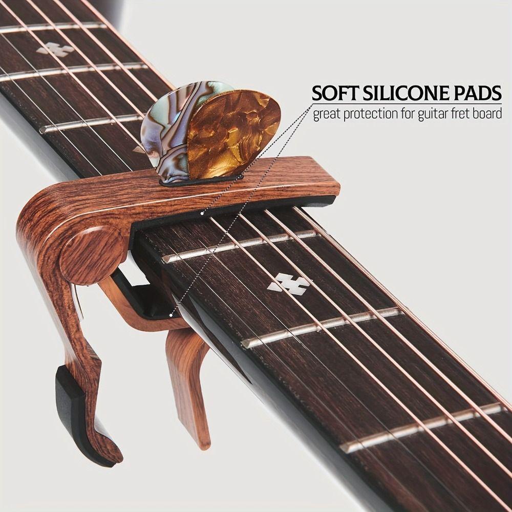 Stable Rubber Padded Guitar Capo Aluminum Zinc Zinc Alloy Guitar Pick Holder  Bass Guitar