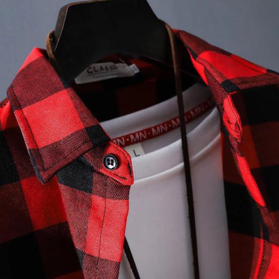 Męska Koszula Jesienna Klapa Kołnierzyk Rozpinany Długi Rękaw Oddychająca Styl Koreański Ochrona Przeciwsłoneczna Casual Kontrastowe Kolory Męskie Topy Męska Odzież