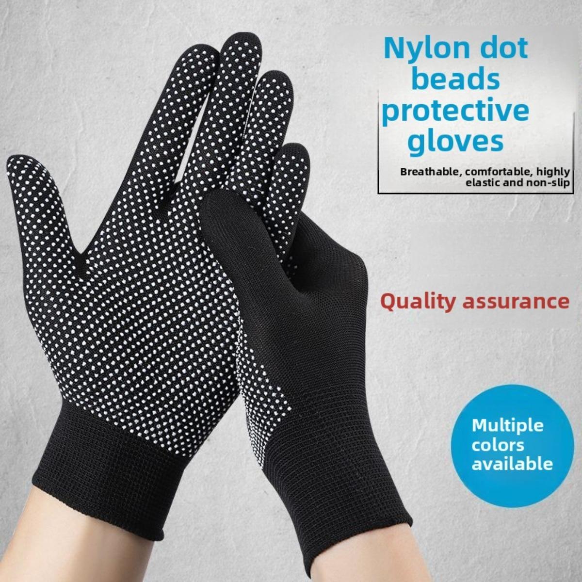 

20/10 пар нейлоновых перчаток с точками, перчатки для защиты труда, нейлоновые противоскользящие перчатки, перчатки для вождения, садоводства, пластиковые перчатки с клейкими точками 1 pairs чёрный