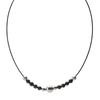 Phiten Black Onyx Wire Necklace, 40cm, Natural Stone, Wire Type, Men's and Women's, Lightweight, Metax, Health Accessory, Includes Case, Perfect Gift