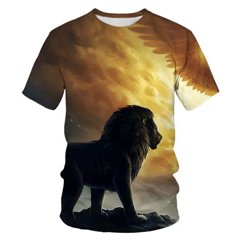 König der Tiere Löwe-Grafik-T-Shirts für Männer Sommermode Tiermuster-Druck-T-Shirt Lässiger cooler Stil Persönlichkeits-T-Shirt