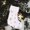 Snowflake Embroidery White Christmas Stocking Sequined Santa Gift Pocket  New Year