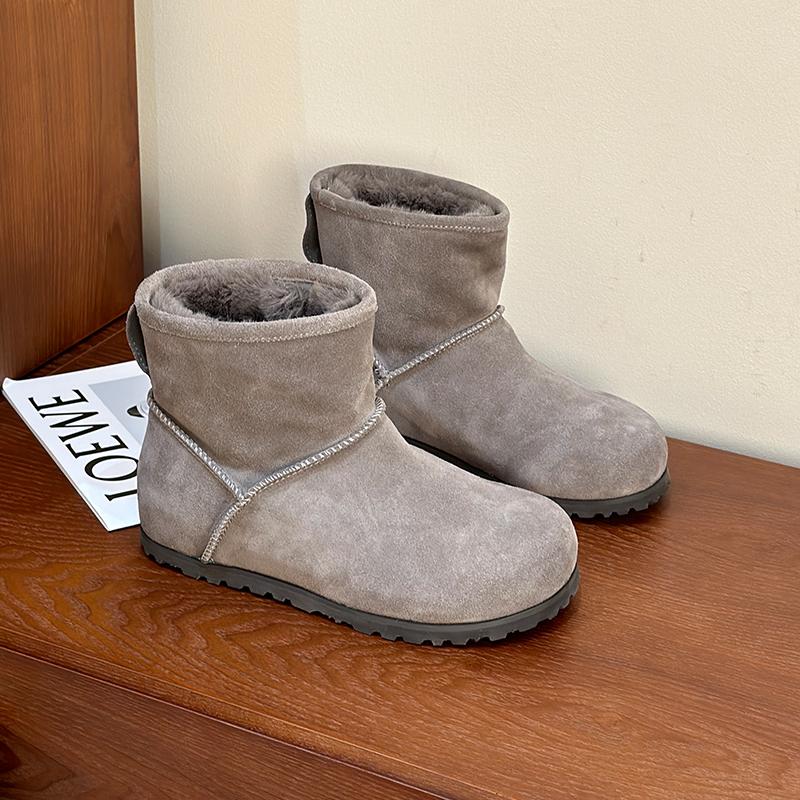 

Кожаные зимние ботинки Birkenstock женские 2025 зима новые флисовые утепленные теплые модные короткие ботинки хлопковые ботинки с толстым голенищем 40