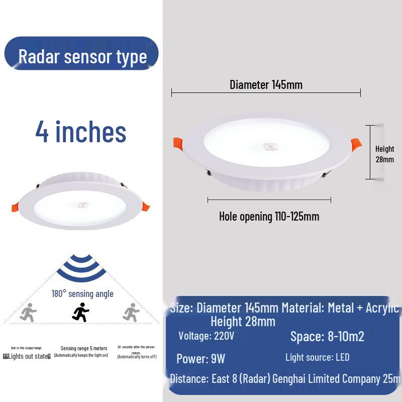 Ultra-Thin Anti-Glare Sensor Downlight for Hotel & Corridor Ceilings