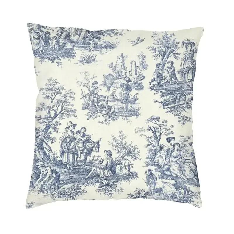 Toile De Jouy Sepia Vintage Pařížský Umělecký Design Čtvercový Povlak na Dekorační Polštář D Oboustranný Tisk Potah na Polštář pro Pohovku