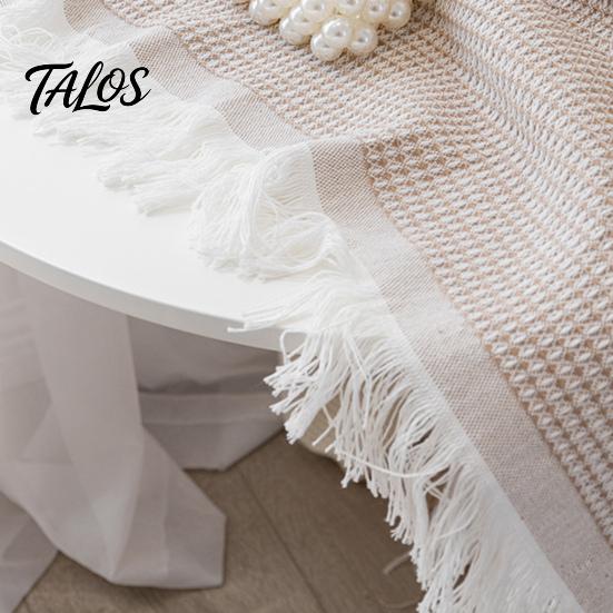 Table Pad Tablecloth Tassel Design Heat Resistant Breathable Washable Non Insulation Pilling Non-slip Cover for Dining Room