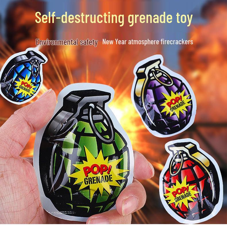 Explodable Inflatable Hand Grenade Prank Toy for Boys - Decompression & Fun Snapper for New Year Random 50 pieces