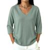 Maglione Casual da Donna con Scollo a V, Vestibilità Larga, Maniche a Tre Quarti