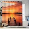 Sunset Lake View Shower Curtain Nature Scene Decor for Bathroom Waterproof and Durable Design Suitable for Wet and DrySeparation