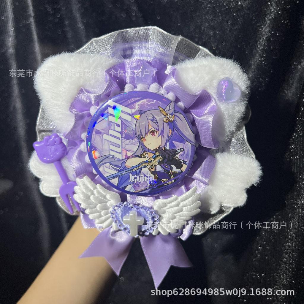 Cute Angel Wings Puchi Cabbage Original Handmade Lace Valley Beauty Badge Pain Bag Peripheral Accessories 58mm