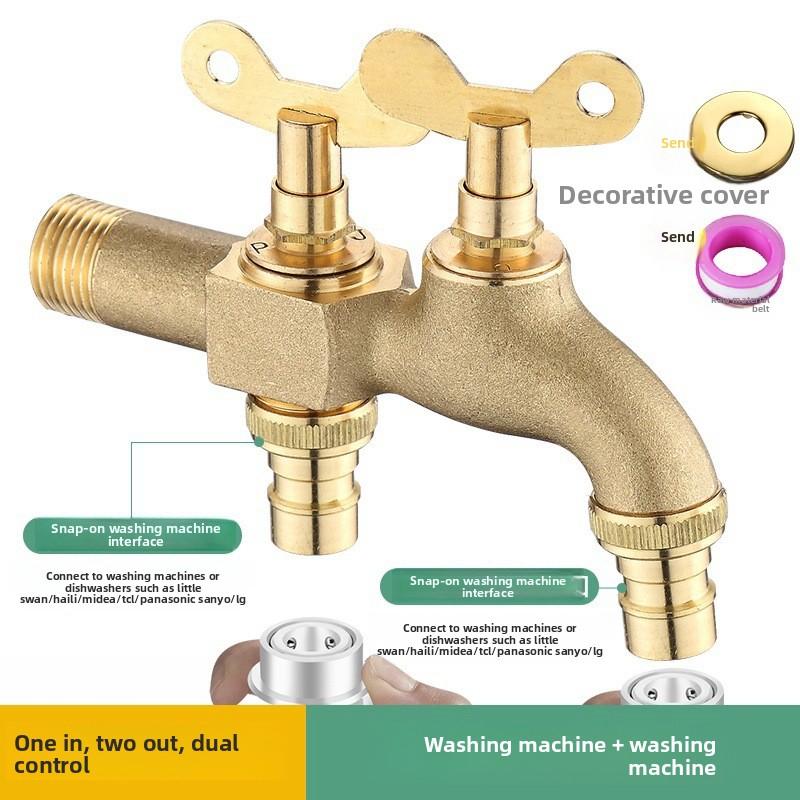 Rubinetto con Blocco a Striscia di Rame Pieno per Cortile Esterno Antigelo e Universale per Acqua Potabile Lavatrice con Chiave
