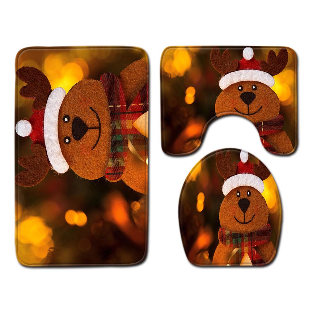 

Christmas Bathroom Floor Mat Toilet Three-Piece Set 45cmx75cm