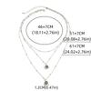 Shiny Multi-layer Clavicle Chain Bead Charm Jewelry Rhinestone Pendant Necklace  Banquet Party