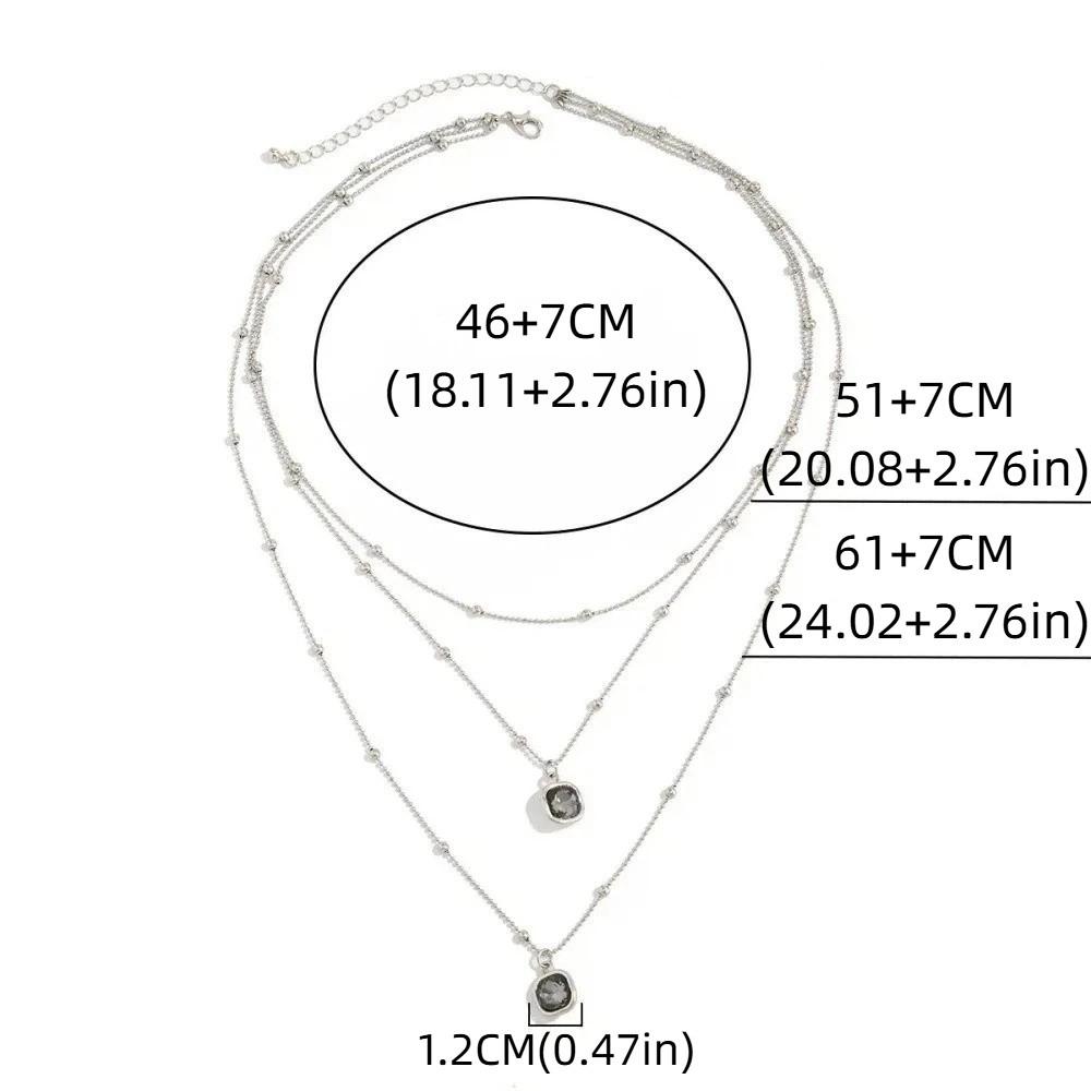 Shiny Multi-layer Clavicle Chain Bead Charm Jewelry Rhinestone Pendant Necklace Banquet Party