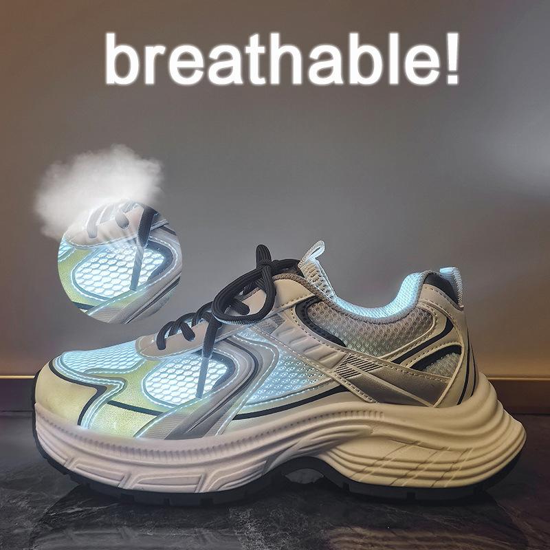 Nové dámské tenisky pro léto Studentské sportovní a volnočasové Streetová fotografie Síťované Prodyšné a Zvyšující výšku