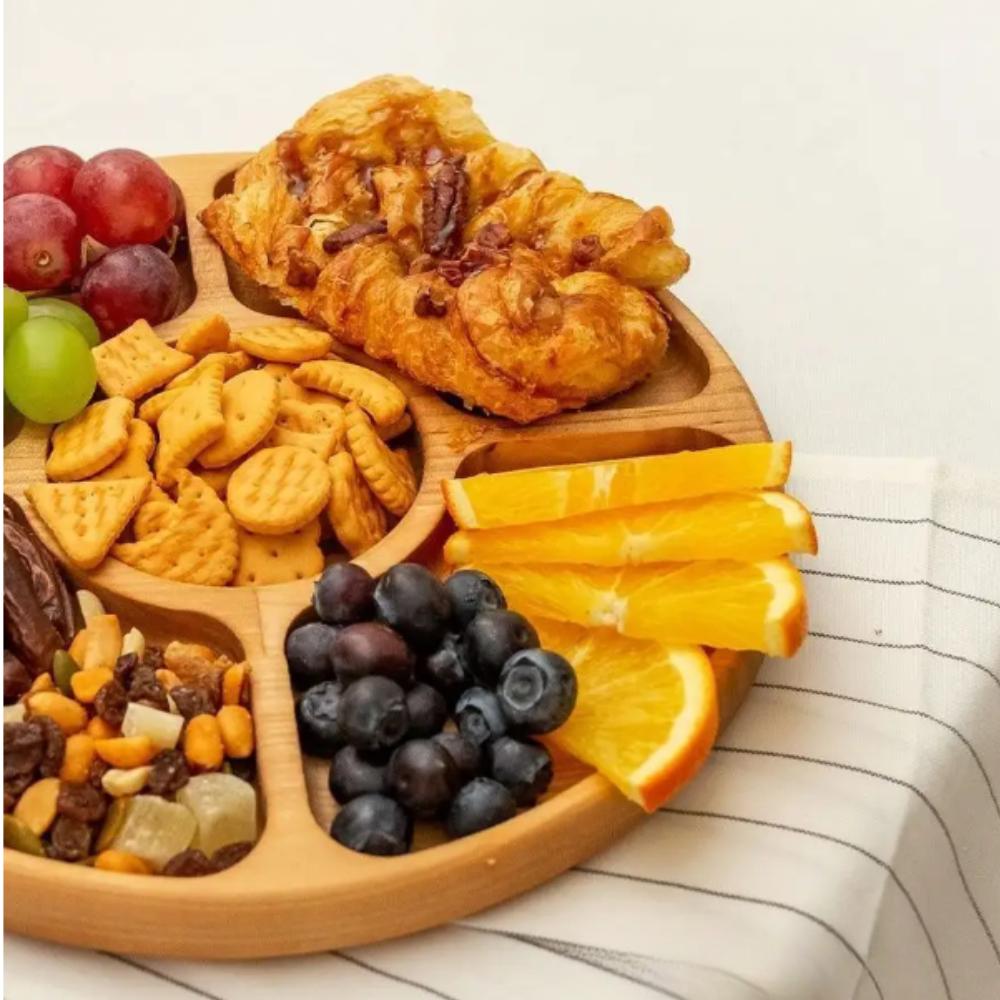 Bamboo Rotating Serving Board for Serving Snacks, Cheeses, Cold Cuts, Rotating